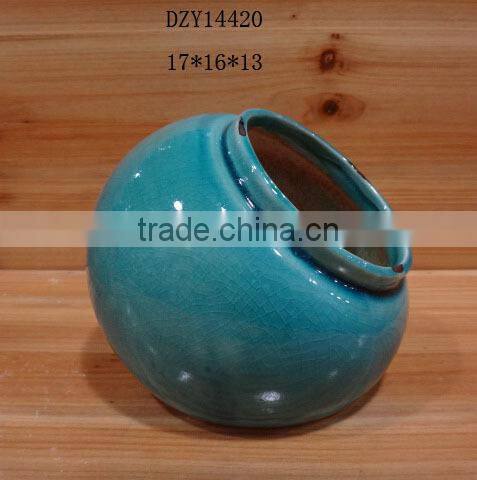 Small round ceramic flower vase for decoration