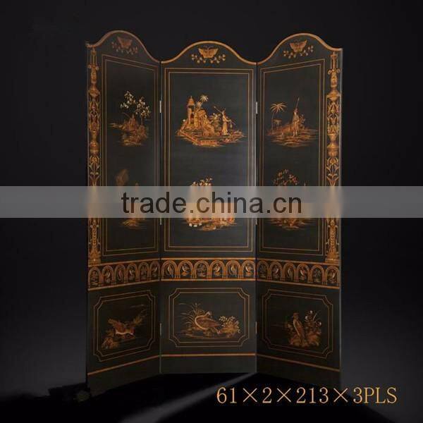 Chinese Classic Furniture Four Panel Folding Screen, Traditional Hand Painting Decorative Wood Floor Screen