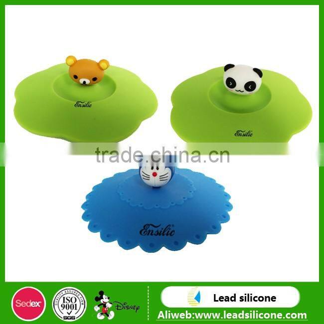 Food Grade Silicone Rubber Coffee Cup Lid, Custom Cartoon Silicone Cup Cover