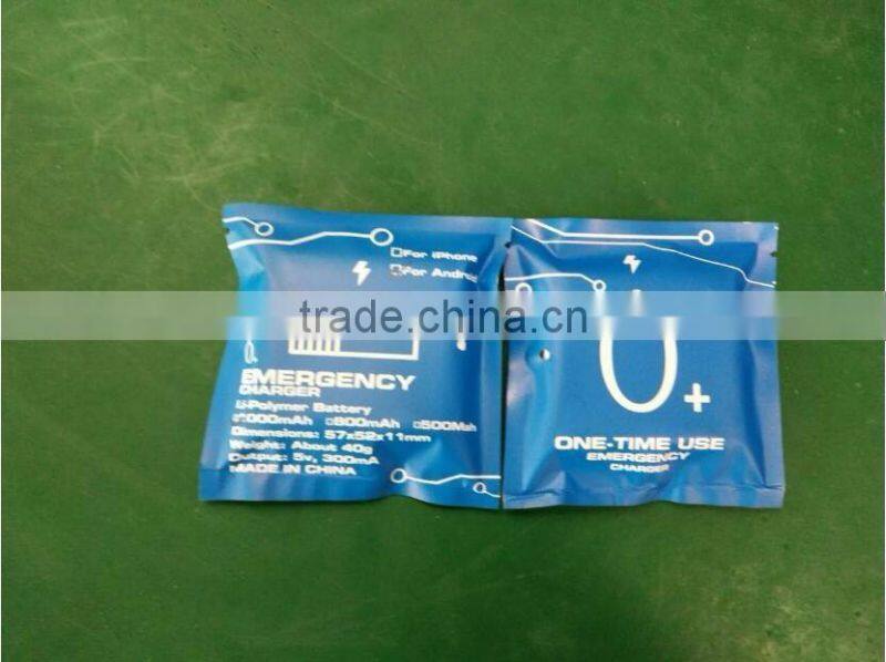 New arrival 300mAh one-off power bank with Micro USB Charge for cellphones.