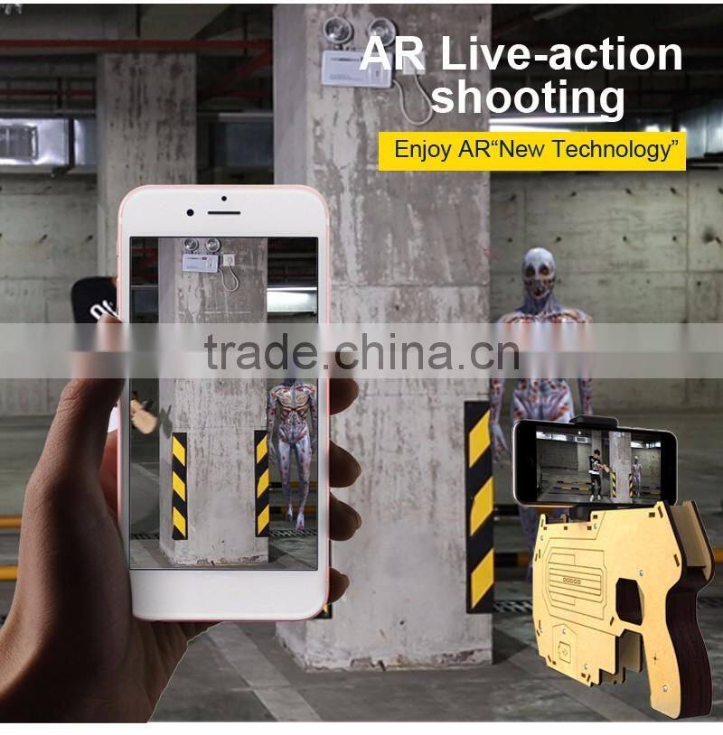 2017 New Arrival AR Gun Mobile Games Control Gun, AR Reality Experience Bluetooth Game Controller Wooden Gun For IOS/Android