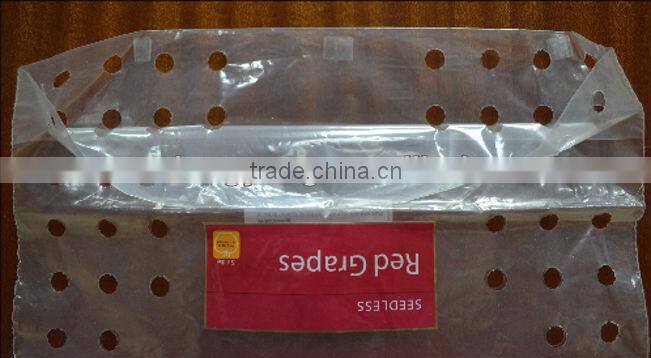 Clear Fruit Packaging Bags With Holes , Slider Zipper Grape Bag