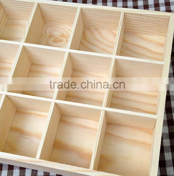 Homemade Solid Wooden Box Tea Bag Classification Candy Storage Box Product Display with15 pcs GridsLove and Simple style