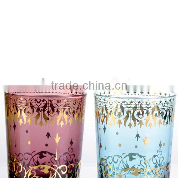 colorful gold flower design water cup