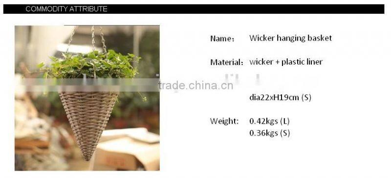Wicker china home decor flower hanging basket