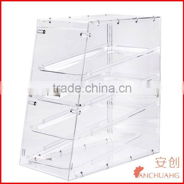 4 tires acrylic food display rack bakery showcase / donut display cabinet