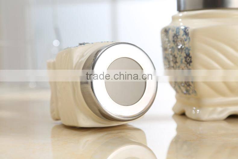 ceramic canister set stainless metal stand