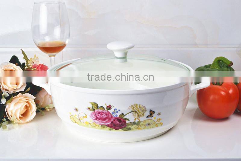 ceramic cookware pot with glass lid & metal stand