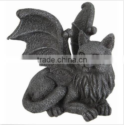 Winged Cat Gargoyle Computer Topper Shelf Sitter Statue