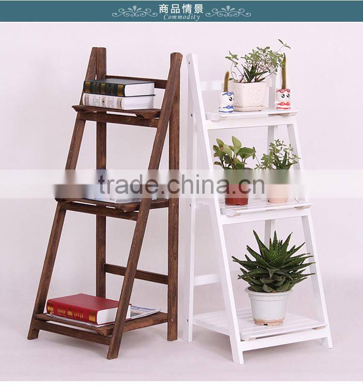 wooden folding bookcase rack and lving room wooden flower planter furniture