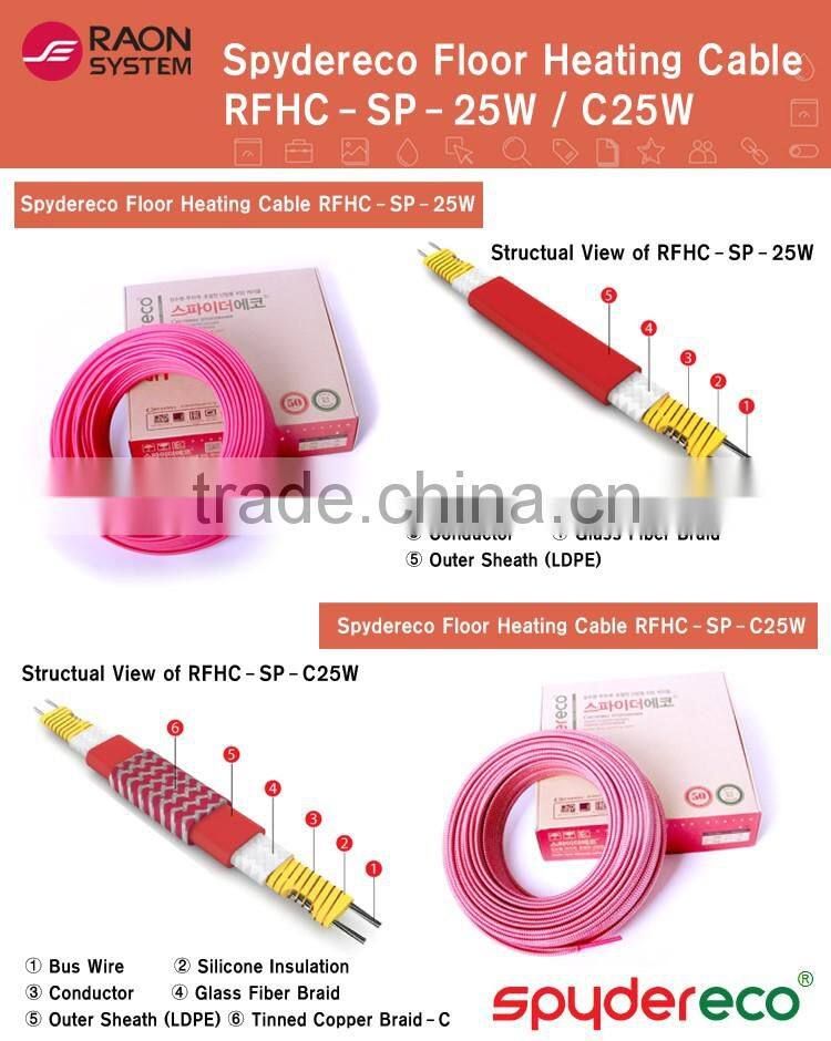 Raon System high durability electric heating element floor heating cable RFHC200