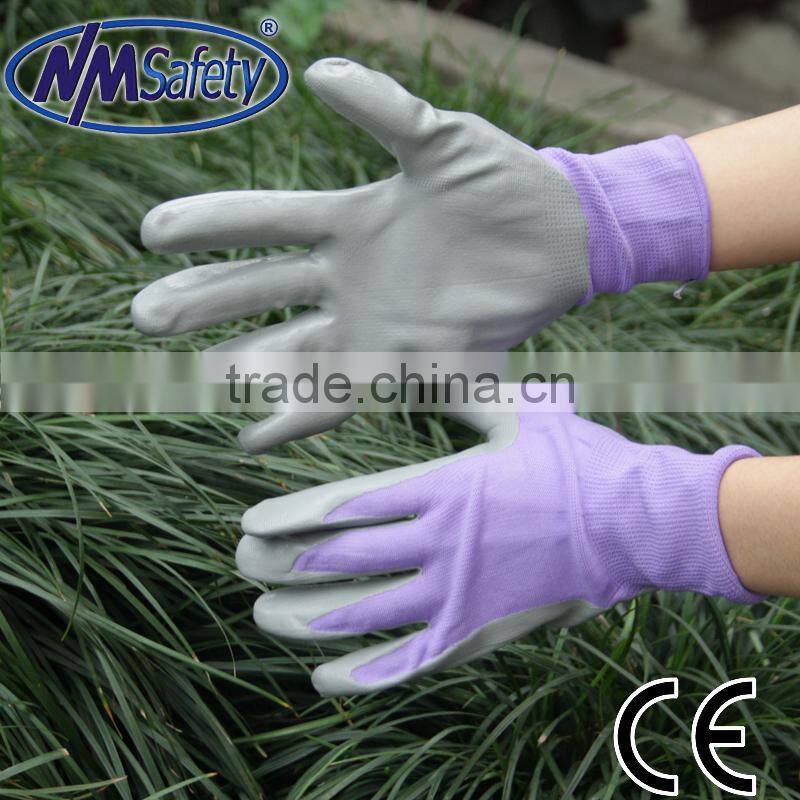 NMSAFETY purple nitrile safety hand gloves manufacturer slip resistant gloves