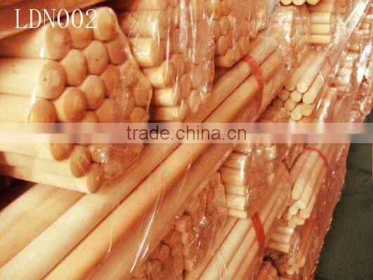 Varnished wooden broom handle