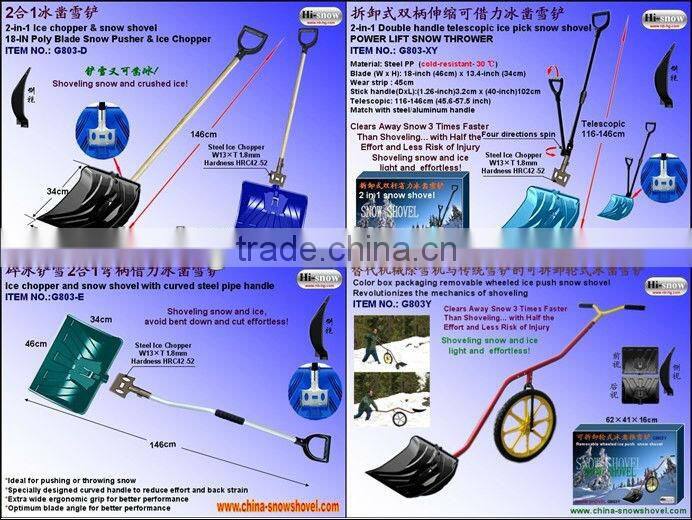 Plastic snow shovel pusher with Ice chopper