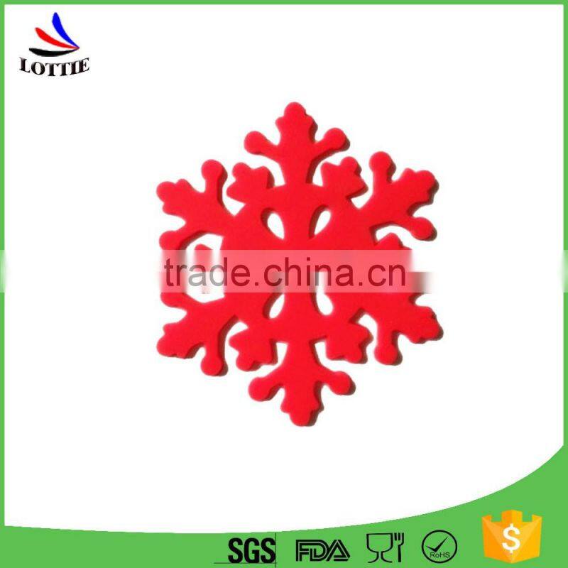 FDA&LFGB standard food-grade red rose shape silicone insulation coaster