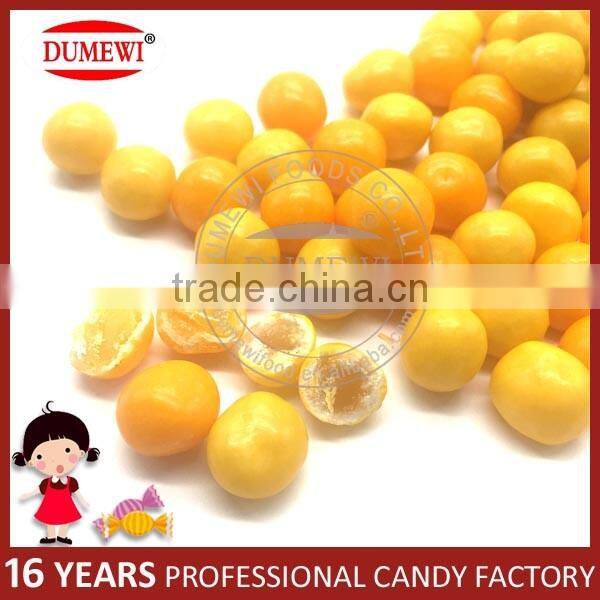 Bright Yellow Center Filled Fruit Chewy Soft Candy