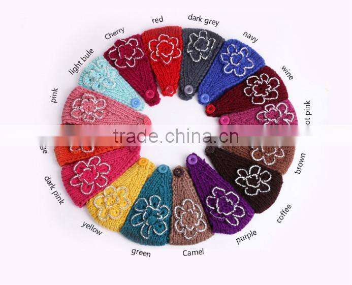 STOCK Wholesale Crystal crochet head wraps crochet flower knit headwrap