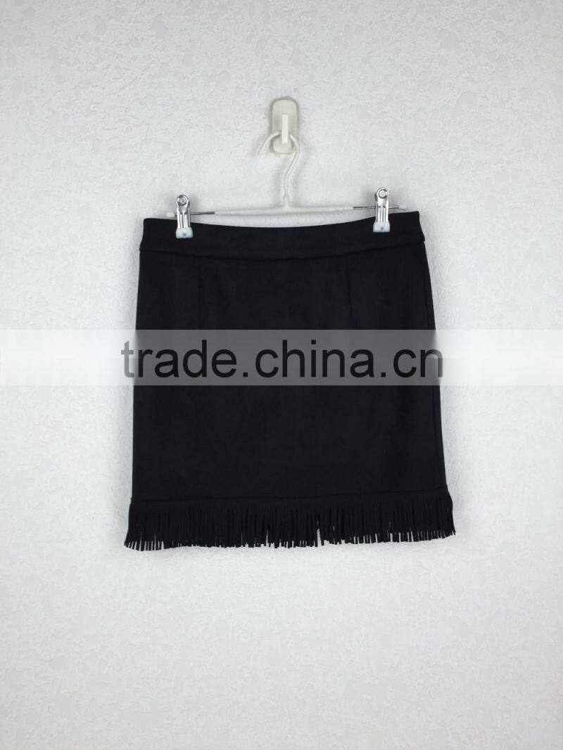 Original design latest tassel trim mini skirt sexy lady fashion skirt