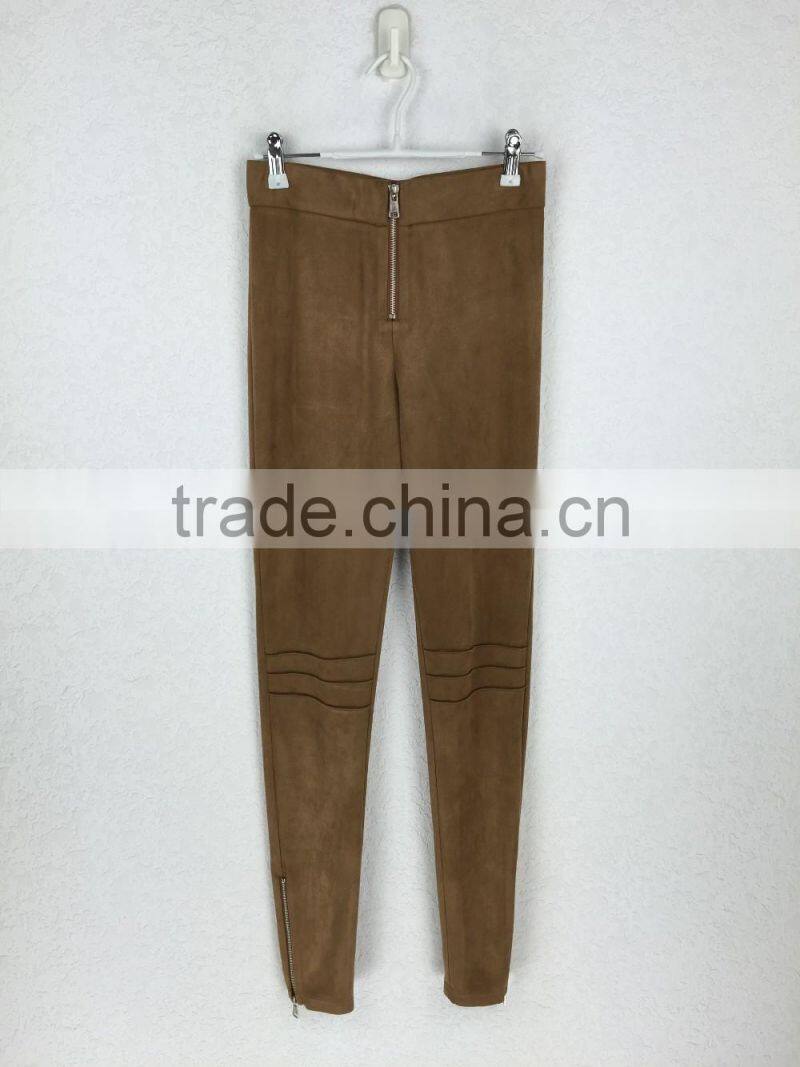 Custom fashion comfortable brown cotton new casual wide leg trousers / pants women 2016