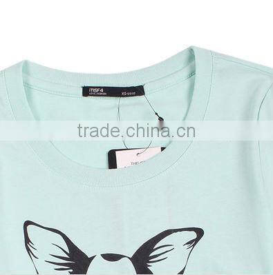 2017 fashion cotton blue ladies t-shirt, promo t-shirt ,dog t-shirt