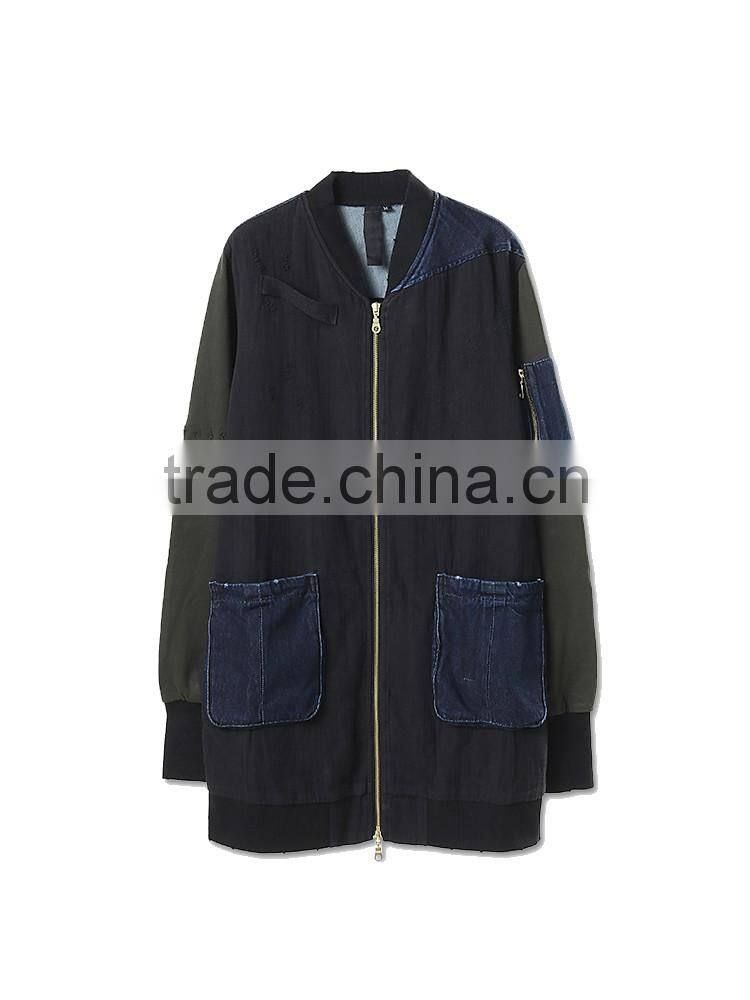 ladies long wholesale denim jackets wears women's store bulk for women and girls 2016 with two custom embroidery denim pockets