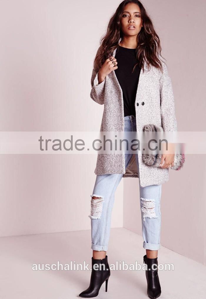 2016 new style girls grey wool cocoon coats elegant design