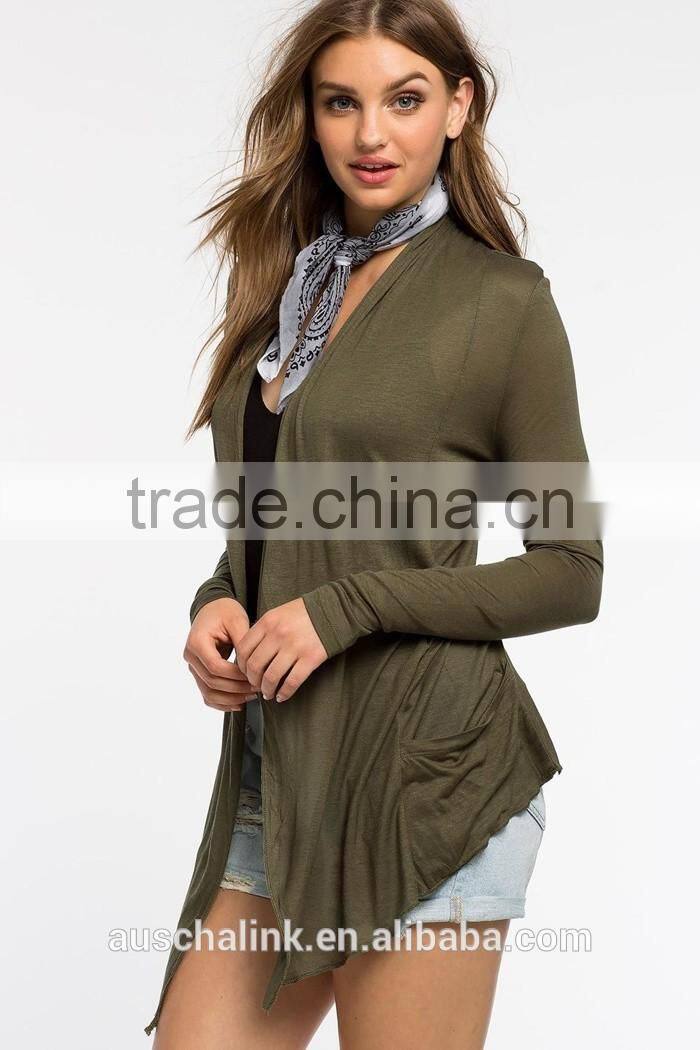 latest design ladies long sleeve open front cardigan factory price
