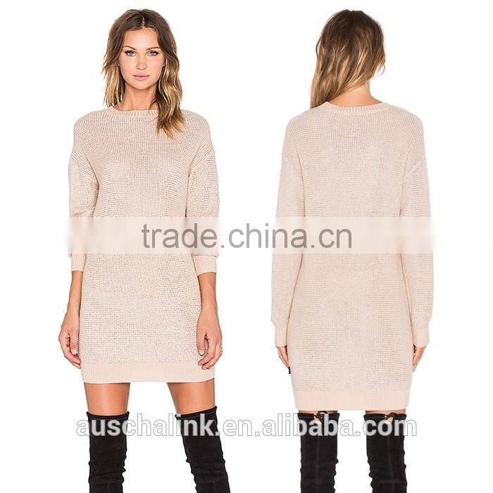 2016 hot sale light pink girls cheap sweater dresses wholesale