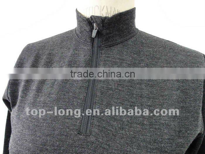 100% merino charcoal thermal underwear for women thermal suit of zip top