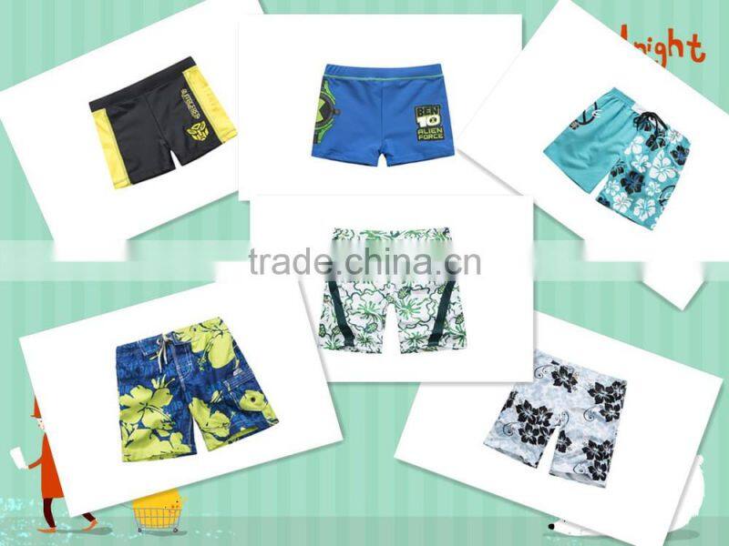 OEM Customized funny fashion 100% polyester spandex boys swim Shorts
