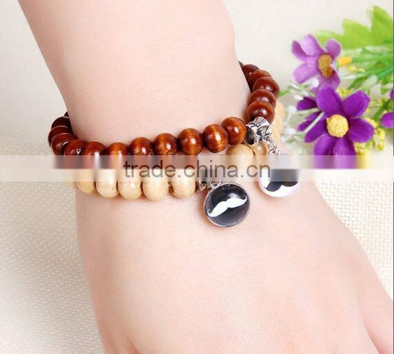 customized UK flag glass dome charm wood bracelets jewelry