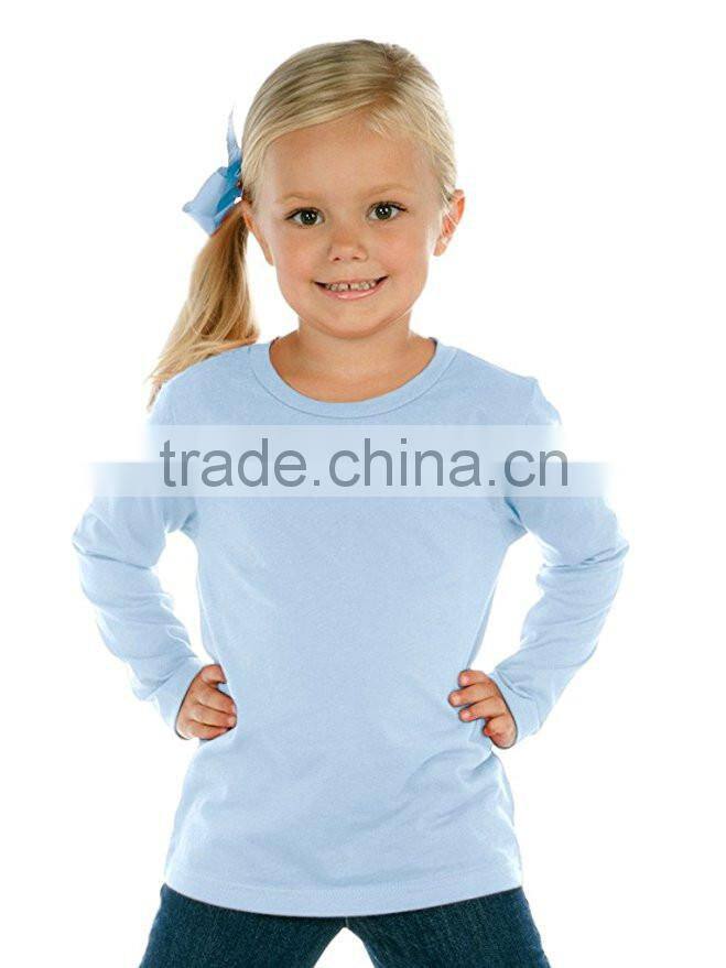 100% cotton pink t shirts 120gsm wholesale Toddlers Crew Neck Long Sleeve tshirt Kids clothing OEM