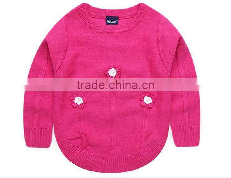 custom factory latest fancy embroidered flower winter kids cottton sweater