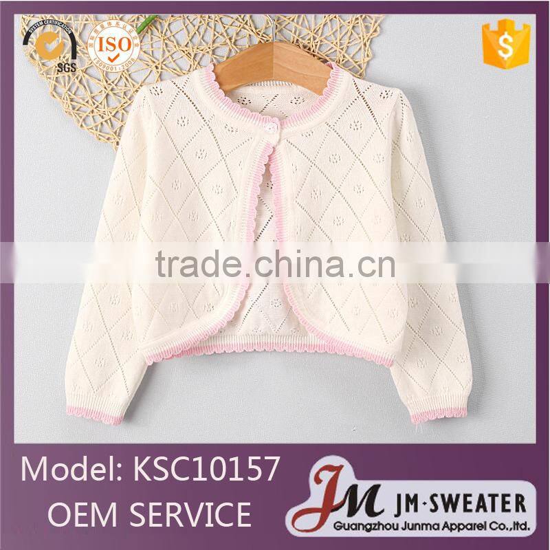 Latest knitting children clothes thin coat cardigan design for baby girls fall collection