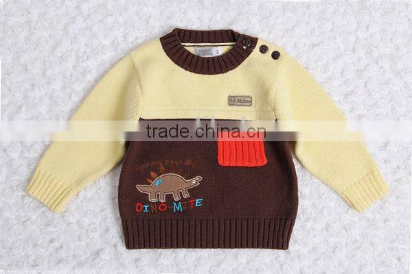 Dinosaur design baby pullover modern patchwork knitting sweater