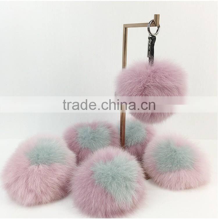 Love Heart letter real natural fox fur keyrings bag charm bag handbag
