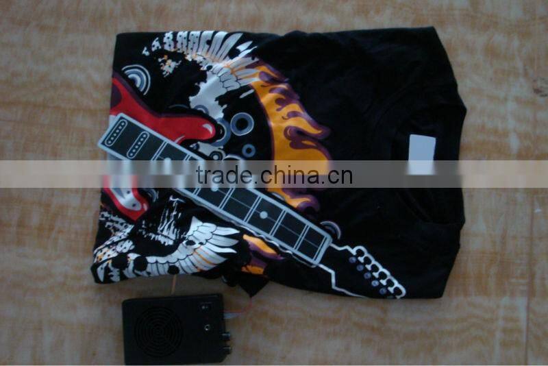 Electronic guitar sound activated led t shirt wholesale