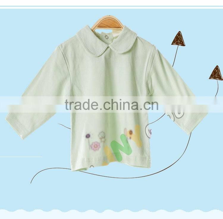 Summer and autumn green branded lotus leaf collar baby shirt