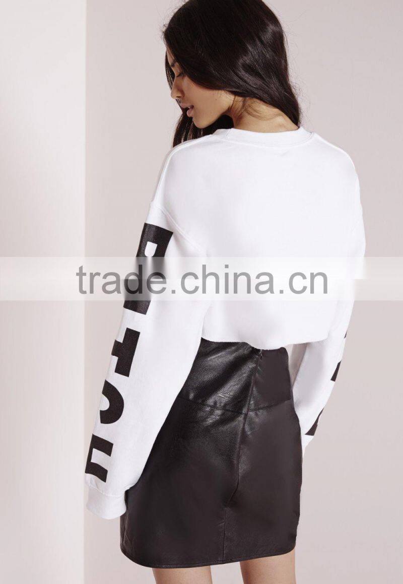 Latest design fashion cropped sweater long sleeves women sweater