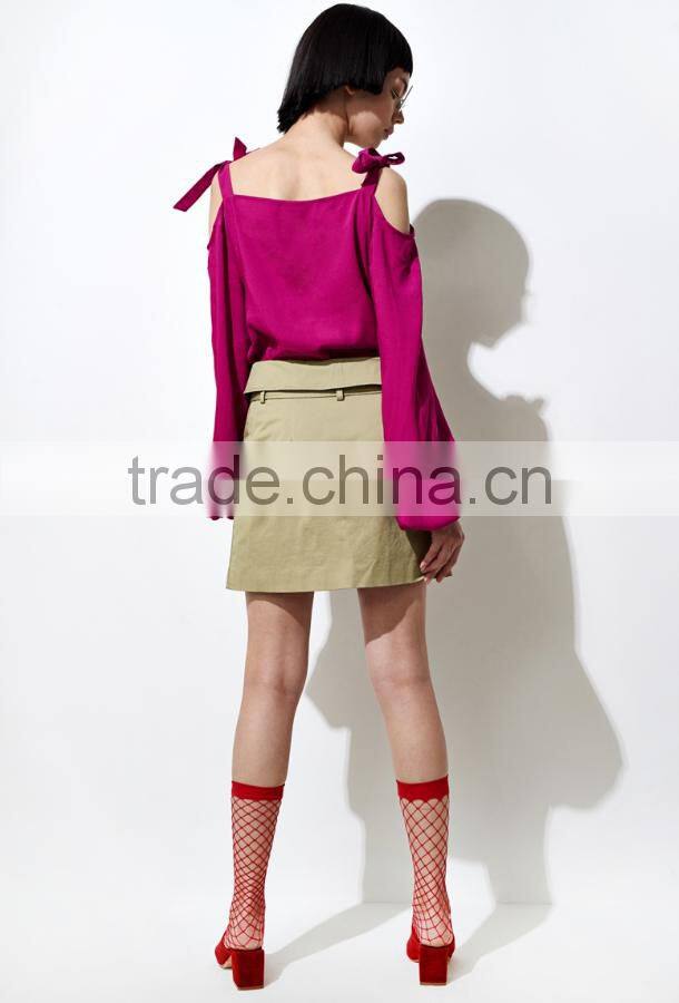 2017 Newest Summer Elegant Style Plain Cold Shoulder Blouse