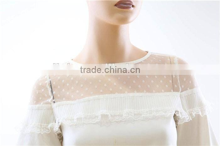New design elegant high quality medium sleeve lace ladies blouses and tops
