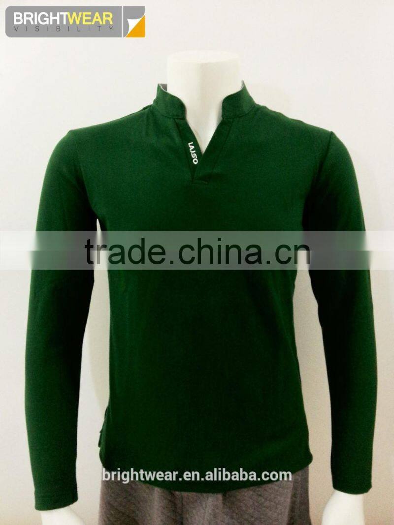 Men's 96%combed cotton 4%spandex polo shirt with stand collar