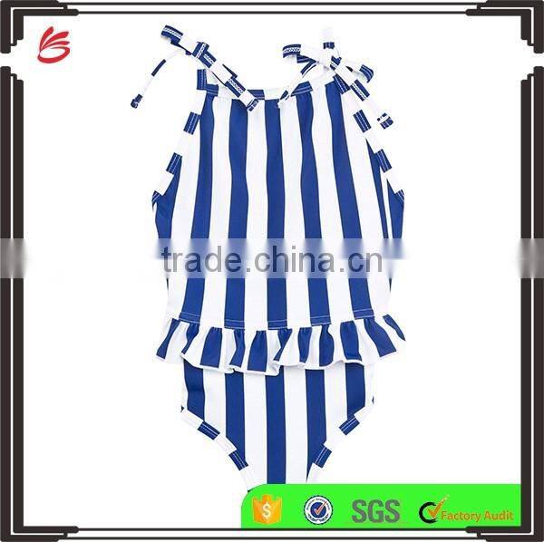 2017 new style kids infant custom Blue and White Stripe Swimsuit children bikini for little baby girls swimwear