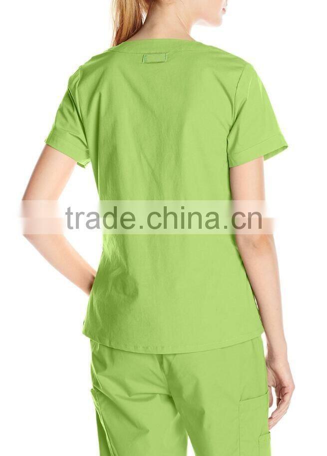 women's V-Neck scrub top with 3 pockets scrub suit