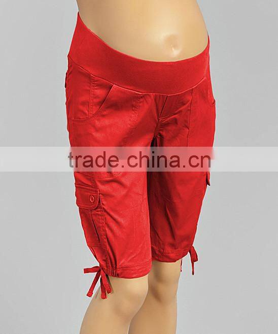 New Fashion Maternity Shorts With Red Cinched Maternity Bermuda Shorts Women Wear WP80817-17