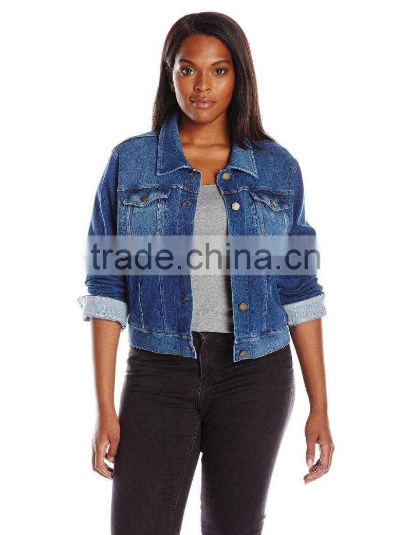 High Quality Hot Sale OEM Service Women's Plus-Size Gray Denim Jacket/Blazer