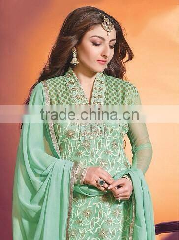 Balck color with zari rich embroidery work all over heavy Designer Semi Stitch Salwar Kameez