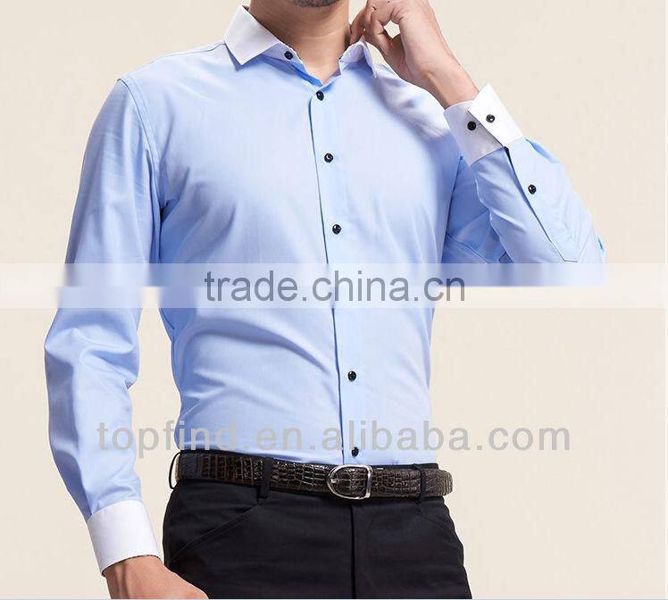 Men cutaway collar solid color long sleeve dress Shirts with cheap price