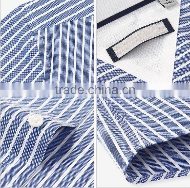Yiwu direct factory customise stripe pattern men's long sleeve uniform shirt with 100% cotton oxford
