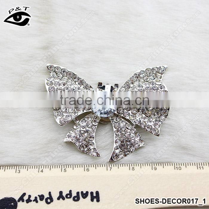 Fashion decorative rhinestone clips for high heel shoes bow rhinestone shoe ornament